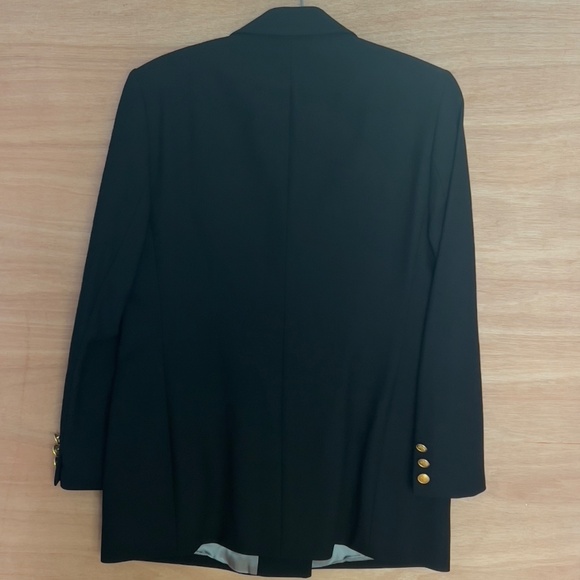 NWT St Michael from Marks & Spenser wool women's blazer US 12 black gold buttons - Picture 4 of 8